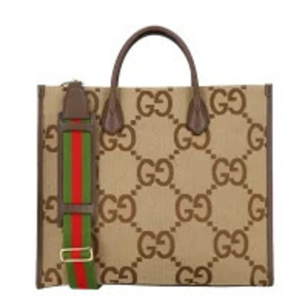 GUCCI Jumbo GG Tote Shoulder Bag Brown